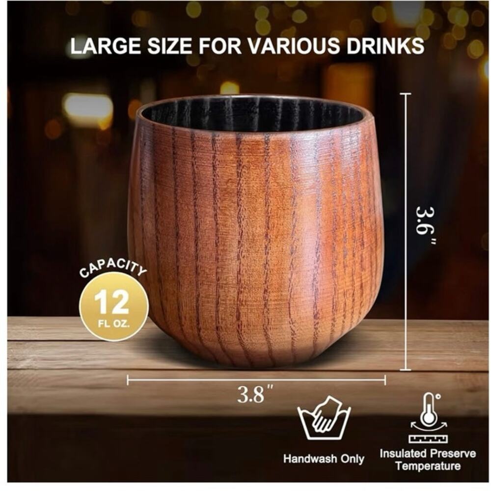 Charred Wooden Bourbon Drinking Glass - 12 oz. each . New - Picture 2 of 3